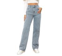 Bastwahl Pantalon Jeans Droit Femme à Jambe Large Y2k Bleu Wide Leg Jeans Pantalon Elastique Coupe Ample Classique Amincissantes Hiver Vintage Pants Streetwear pour Randonnée Fitness Straight