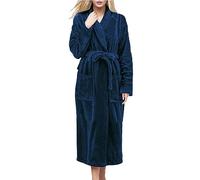Bastwahl Peignoir de Bain Femme Homme Coton Éponge de Sauna Longues Col V Peignoir de Bain Poches Haute Absorción Serviette Peignoir Doux Kimono Doux et Moelleux Toutes Les Saisons