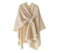 Bastwahl Poncho Femme Châle Tricoté Chaud Triangle Triangulaire Laine Mélangée Chale Poncho Très Jolie Enveloppant Chic avec Boutons Ouvert Douce Accessoire Manteau Pashmina Style Coréen