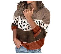 Bastwahl Pull Laine Femme - Pull Norvégien d'hiver Chaud Chic Over Tricoté Col Rond À Manches Longues Sweater Tops Motif Jacquard Tunique Grande Taille Pas Cher Décontractés Vetement Automne-Hiver