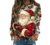 Bastwahl Pull Noel Femme Drole Vêtements Adulte Musical Chic Sweat Doux Sweat Noel Joli Intérieur Plus Gros Manche Pull Noël Femme Col V Top Longue Sweater