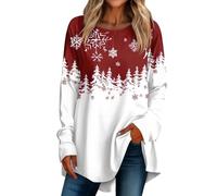 Bastwahl Pull Noel Femme Grande Taille - Pull Chic Et Elegant Blouse pour Manches Longues Club Moderno Tee Shirt Grande Taille Christmas Flocon de Neige T Shirt Cadeaux Noël