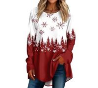 Bastwahl Pull Tunique Noel Femme - Pull Chic Et Elegant Blouse pour Manches Longues Club Moderno Tee Shirt Grande Taille Christmas Flocon de Neige T Shirt Cadeaux Noël