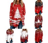 Bastwahl Pull Tunique Noel Femme - Pull Chic Et Elegant Blouse pour Manches Longues Club Moderno Tee Shirt Grande Taille Christmas Flocon de Neige T Shirt Cadeaux Noël