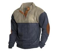 Bastwahl Pulls Homme,Pull Camionneur Col Homme Sweatshirt en Micro Fleece Polaire À Manches Longues Chaud Maillot De Chasse Survêtement Et Boutons French Terry Sweat Pull-Over Automne Hiver
