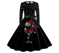 Bastwahl Robe De Noël Femme Grande Taille Robe Noel Femme Verte Chic et Elegante Robe De Mère Noël Trapèze Mariage Cocktail