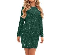 Bastwahl Robe Réveillon Femme Élégant Soirée Paillette à Manches Longues Dentelle Sequin Tunique Robes Cocktail Respirante Slim Classiques Magnifique Comfortable Mini Mode Festive Club Pas Cher