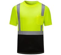 Bastwahl T Shirt Travail Homme Protection Sécurité Visibilité À Manches Courtes Bande Réfléchissant T-Shirt Haute Léger Respirant Séchage Rapide Coton Avertissement Col Rond Gilet Tee Shirt Bicolore