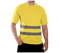 Bastwahl Tee Shirt Fluo Homme Sécurité Protection Visibilité À Manches Courtes Travail Haute T-Shirt Séchage Rapide Respirant Fluo Avertissement Col Rond Coton Vêtements Workwear Bicolore