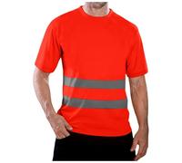 Bastwahl Tee Shirt Fluo Homme Sécurité Protection Visibilité À Manches Courtes Travail Haute T-Shirt Séchage Rapide Respirant Fluo Avertissement Col Rond Coton Vêtements Workwear Bicolore