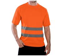 Bastwahl Tee Shirt Travail Homme Sécurité Protection À Manches Courtes Bande Réfléchissant Visibilité T-Shirt Haute Léger Séchage Rapide Respirant Coton Col Rond Polo Gilet Vêtements Bicolore