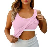 Bastwahl Top Ete Ibiza Soutien Gorge Integre D'été Spaghetti Haut Debardeur Casual Fluide Invisible Y2k sans Couture Bretelle Gilet T-Shirt pour Yoga Sport