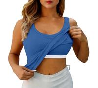 Bastwahl Top Ete Ibiza Soutien Gorge Integre D'été Spaghetti Haut Debardeur Casual Fluide Invisible Y2k sans Couture Bretelle Gilet T-Shirt pour Yoga Sport