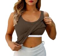 Bastwahl Top Ete Ibiza Soutien Gorge Integre D'été Spaghetti Haut Debardeur Casual Fluide Invisible Y2k sans Couture Bretelle Gilet T-Shirt pour Yoga Sport