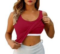 Bastwahl Top Ete Ibiza Soutien Gorge Integre D'été Spaghetti Haut Debardeur Casual Fluide Invisible Y2k sans Couture Bretelle Gilet T-Shirt pour Yoga Sport