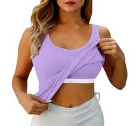 Bastwahl Top Ete Ibiza Soutien Gorge Integre D'été Spaghetti Haut Debardeur Casual Fluide Invisible Y2k sans Couture Bretelle Gilet T-Shirt pour Yoga Sport