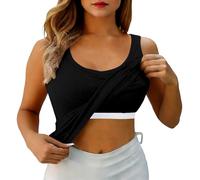 Bastwahl Top Ete Ibiza Soutien Gorge Integre D'été Spaghetti Haut Debardeur Casual Fluide Invisible Y2k sans Couture Bretelle Gilet T-Shirt pour Yoga Sport