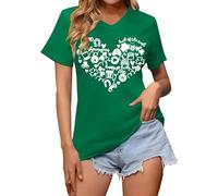 Bastwahl Tshirt Femme Saint Patrick Irlandais du Jour Col Rond Deguisement Tee Shirt Imprimé Quatre Feuilles Trèfle Écossaise de St Patty Vêtements Festifs Tenues Costume, Carnaval