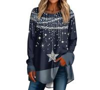 Bastwahl Tunique Noel Femme Grande Taille - Pull Chic Et Elegant Blouse pour Manches Longues Club Moderno Tee Shirt Grande Taille Christmas Flocon de Neige T Shirt Cadeaux Noël