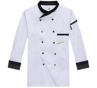 Bastwahl Veste de Cuisine Homme - avec Boutons Coupe Ajustée Veste de Cuisinier Blouse de Chef Manches Longues/à Manches Courtes Léger Respirant avec Poche Chemise Vêtement Restaurant Bar Serveur