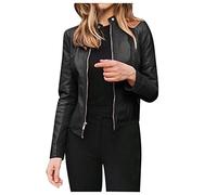 Bastwahl Veste Perfecto Cuir Femme - Veste de Simili Cuir Moto Manteau Faux Cuir PU Slim Fit Printemps Automne Hiver Manche Longue Élégant Courte Blouson Biker à Fermeture