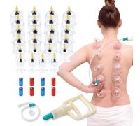 BASVII 24 Pièces de Ventouses Chinoises Avec Pompe à Vide, Ventouses Therapeutiques Kit en Matériau ABS, Avec 8 Aimants, Pour Les Bras, Les Épaules, Le Cou, Pour Soulager La Fatigue Musculaire