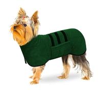 BASVII Peignoir en Microfibre, Serviette Extra Absorbant et Séchage Rapide avec Velcro et Bande Rétractable Réglable, pour Grands Moyens et Petits Chiens (Vert, S)