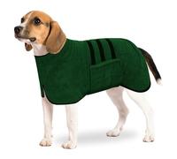 BASVII Peignoir en Microfibre, Serviette Extra Absorbant et Séchage Rapide avec Velcro et Bande Rétractable Réglable, pour Grands Moyens et Petits Chiens (Vert, M)