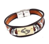 BASXDRFXZ Bracelet Tressé 12 Bracelet en cuir de vache Constellation couple simple acier inoxydable(Pisces)