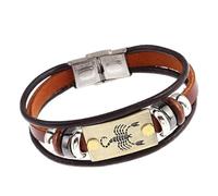 BASXDRFXZ Bracelet Tressé 12 Bracelet en cuir de vache Constellation couple simple acier inoxydable(Scorpio)