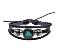 BASXDRFXZ Bracelet Tressé Bracelet en cuir à douze constellations, simple et lumineux, style littéraire rétro, for hommes femmes(Scorpio)