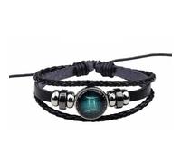 BASXDRFXZ Bracelet Tressé Bracelet en cuir à douze constellations, simple et lumineux, style littéraire rétro, for hommes femmes(Gemini)