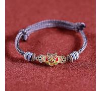 BASXDRFXZ Bracelet Tressé Bracelet porte-bonheur tissé à la main, ancien sable français, or, émail, éveil du Lion, corde tressée, rouge(Light purple)