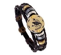 BASXDRFXZ Bracelet Tressé Bracelets tissés à la main for hommes et femmes Douze Constellations en peau de vache cuir porte-bonheur personnalisés(Scorpio)