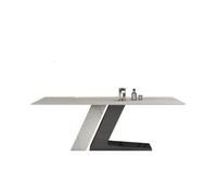 BASXDRFXZ Table de Cuisine Moderne Table à Manger en Ardoise Lumineuse, rectangulaire, Style Nordique, Blanc, Simple, de Jeu, Discussion(M:140 * 80 * 75cm)