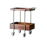 BASXDRFXZ Tables Basses Chariot Mobile Domestique, Support De Rangement en Acier Inoxydable, Table D'appoint Canapé Couleur Bois