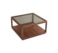 BASXDRFXZ Tables D'appoint Table Basse en Bois Massif de Noyer Noir, Combinaison Simple et Double Couche Verre Sexuel(B)