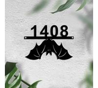 Bat Halloween Automne Automne Panneau D’adresse En Métal Personnalisé, Panneau De Numéro De Maison En Métal, Plaque D’adresse En Métal, Panneau De Numéro De Porte Unique De Chauve-Souris