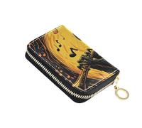 Bat Music Evil Portefeuille en cuir pour femme avec fermeture éclair et blocage RFID