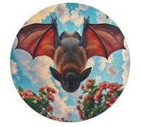 Bat Rond Puzzle 195 Pièces pour Wildlife Adultes Enfants Forme d'animal Cadeau Inspirations Voyage Réduction du Stress Jeu D'Intelligence l'art 195 PCS