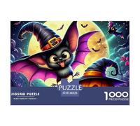 Bat sorcière Citrouille 1000 Pièces Puzzle pour Adultes Jeu Stimulant Puzzle Anti-Stress Entraîner La Mémoire du Cerveau pour Adultes Et Enfants De 14 Ans Et Plus 38x26cm/1000pcs