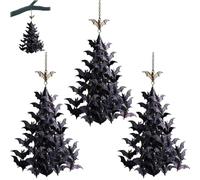 Bat Swarm Tree Ornement, Gothic Halloween Bat Cluster Suspendu, décoration d'horreur de Chauve-Souris Volante pour Maison hantée, Porche, Cour, Plafond, fête en Plein air intérieure (3pcs)