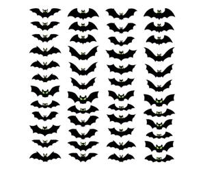 Bat Wall Stickers Halloween 48 Pieces Hallowen Outdoor Wall Stickers | Spooky Bats Decals with Luminous Eyes for Hme Living Room Bedroom Study Nursery Porch Window