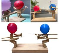 Bataille de ballons - 2024 nouvelles marionnettes d'escrime en bois faites à la main, jeu de bataille de robots en bois pour deux, jeu de bataille de ballons pour deux (ballon 200 pièces)