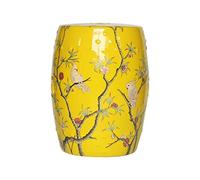 Bataille de céramique, Tabouret de tambour en céramique de fleur et d'oiseau de pays, nouveau tabouret rond de style chinois, tabouret créatif for l'habillage et le changement de chaussures.(Yellow)