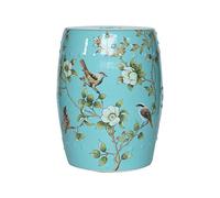 Bataille de céramique, Tabouret de tambour en céramique de fleur et d'oiseau de pays, nouveau tabouret rond de style chinois, tabouret créatif for l'habillage et le changement de chaussures.(Light Blu