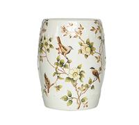 Bataille de céramique, Tabouret de tambour en céramique de fleur et d'oiseau de pays, nouveau tabouret rond de style chinois, tabouret créatif for l'habillage et le changement de chaussures.(White)