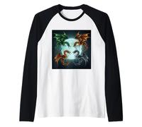 Bataille de Dragon épique sous la Pleine Lune Fantasy Art Manche Raglan