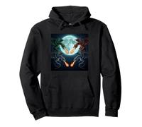 Bataille de Dragon épique sous la Pleine Lune Fantasy Art Sweat à Capuche