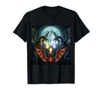 Bataille de Dragon épique sous la Pleine Lune Fantasy Art T-Shirt